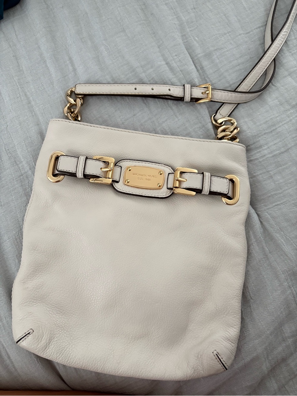 Michael Kors Cream Leather Crossbody Bag with Gold Hardware